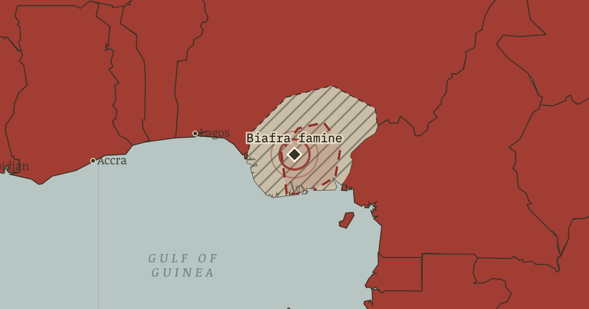 Map showing Biafra — the Uli airlift — The Decolonization of Africa, 1945–1994