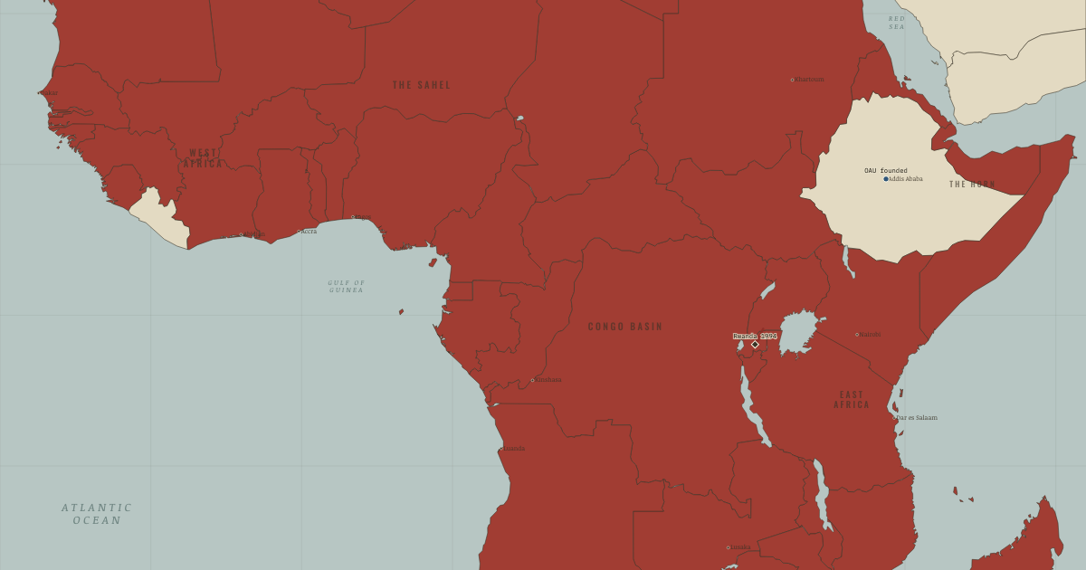 Map: What Independence Achieved, and Could Not — The Decolonization of Africa, 1945–1994