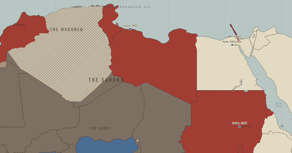 Map: The First Doors — The Decolonization of Africa, 1945–1994
