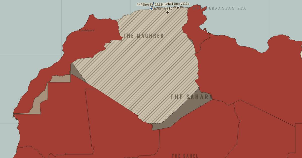 Map: Algeria — The Exception — The Decolonization of Africa, 1945–1994