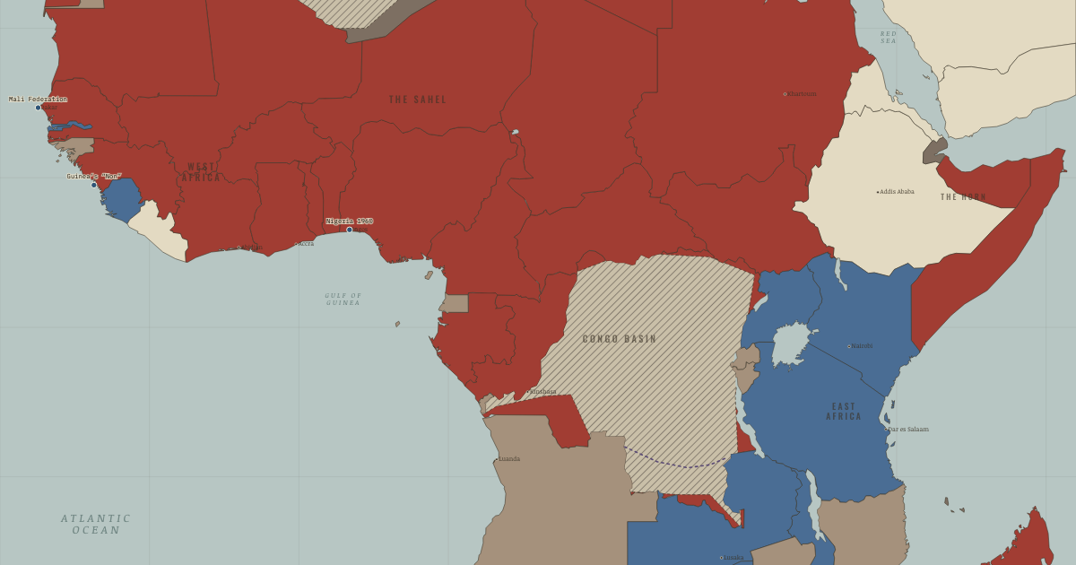 Map: The Year of Africa — The Decolonization of Africa, 1945–1994