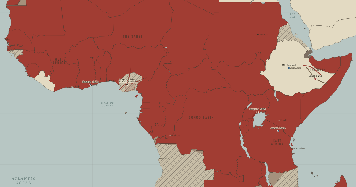 Map: Building States from Colonies — The Decolonization of Africa, 1945–1994