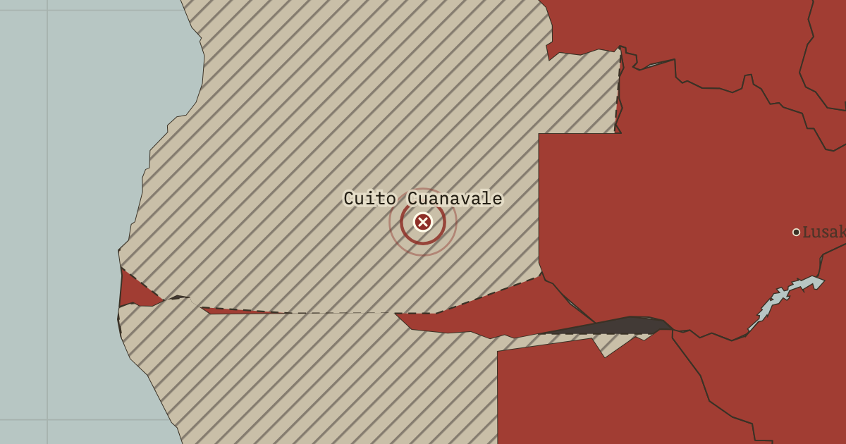 Map showing Cuito Cuanavale — The Decolonization of Africa, 1945–1994