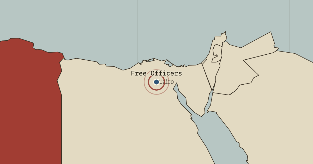 Map showing Egypt’s Free Officers — The Decolonization of Africa, 1945–1994