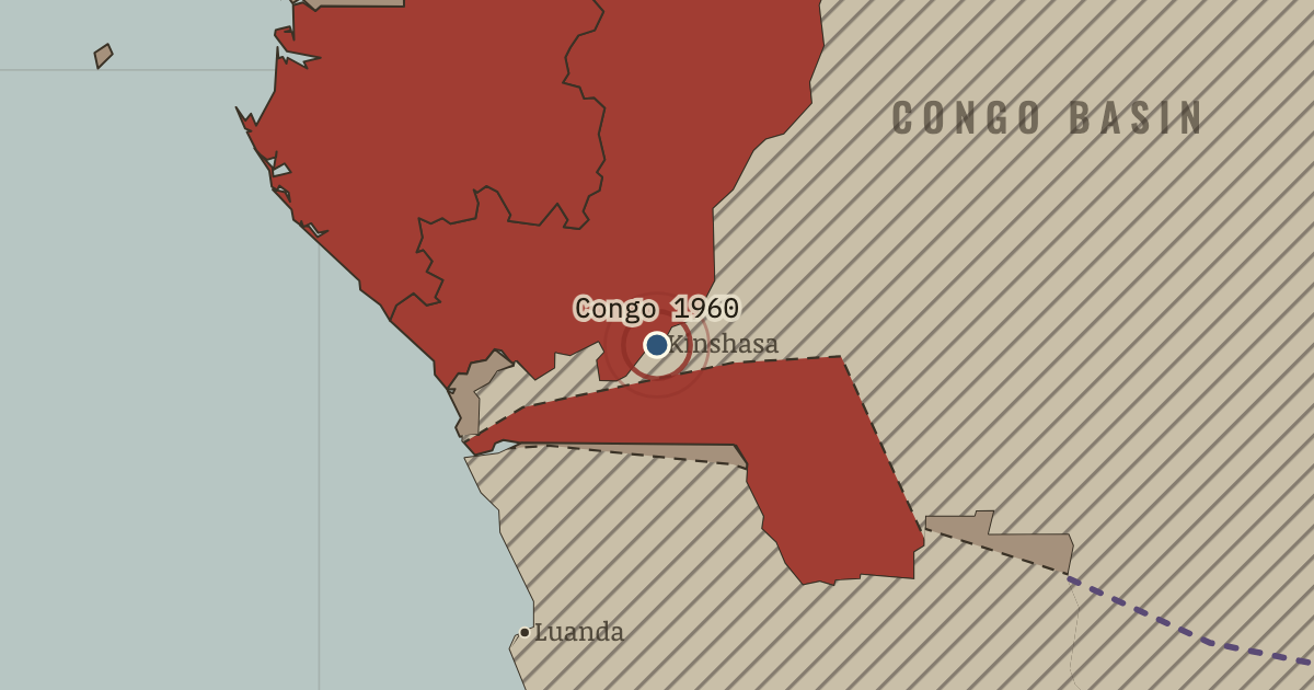 Map showing Léopoldville — the Congo’s five days — The Decolonization of Africa, 1945–1994