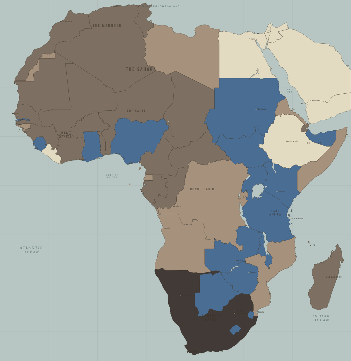 Map of Africa in 1945: The colonial map