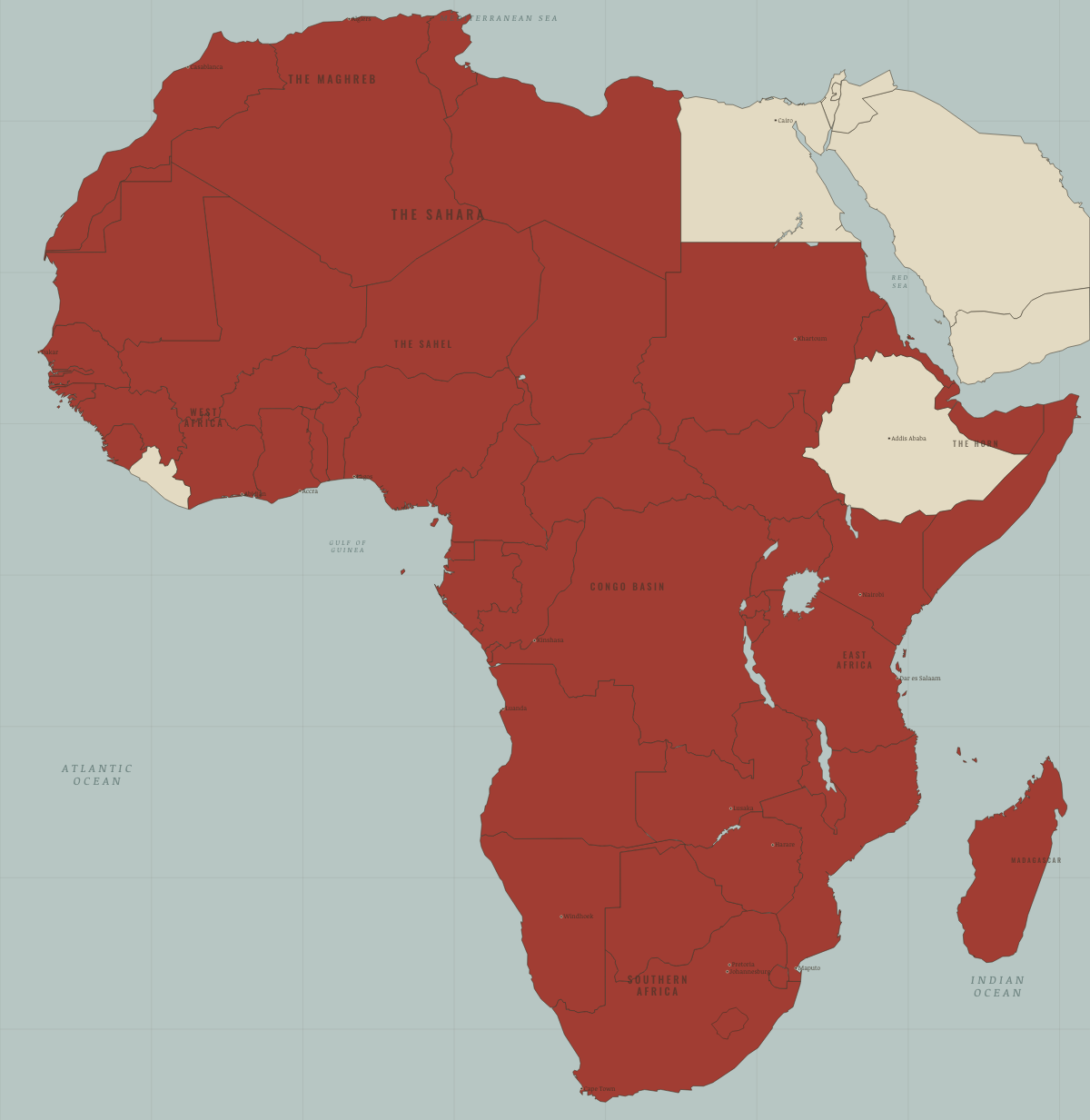 Map of Africa in APR 1994: South Africa votes — the map completes