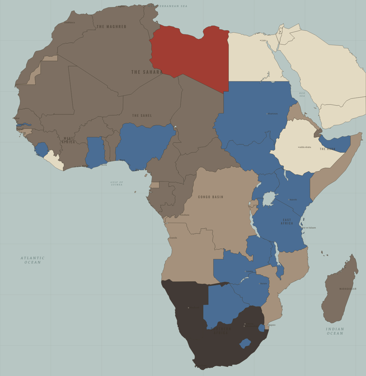 Map of Africa in DEC 1951: Libya, the first