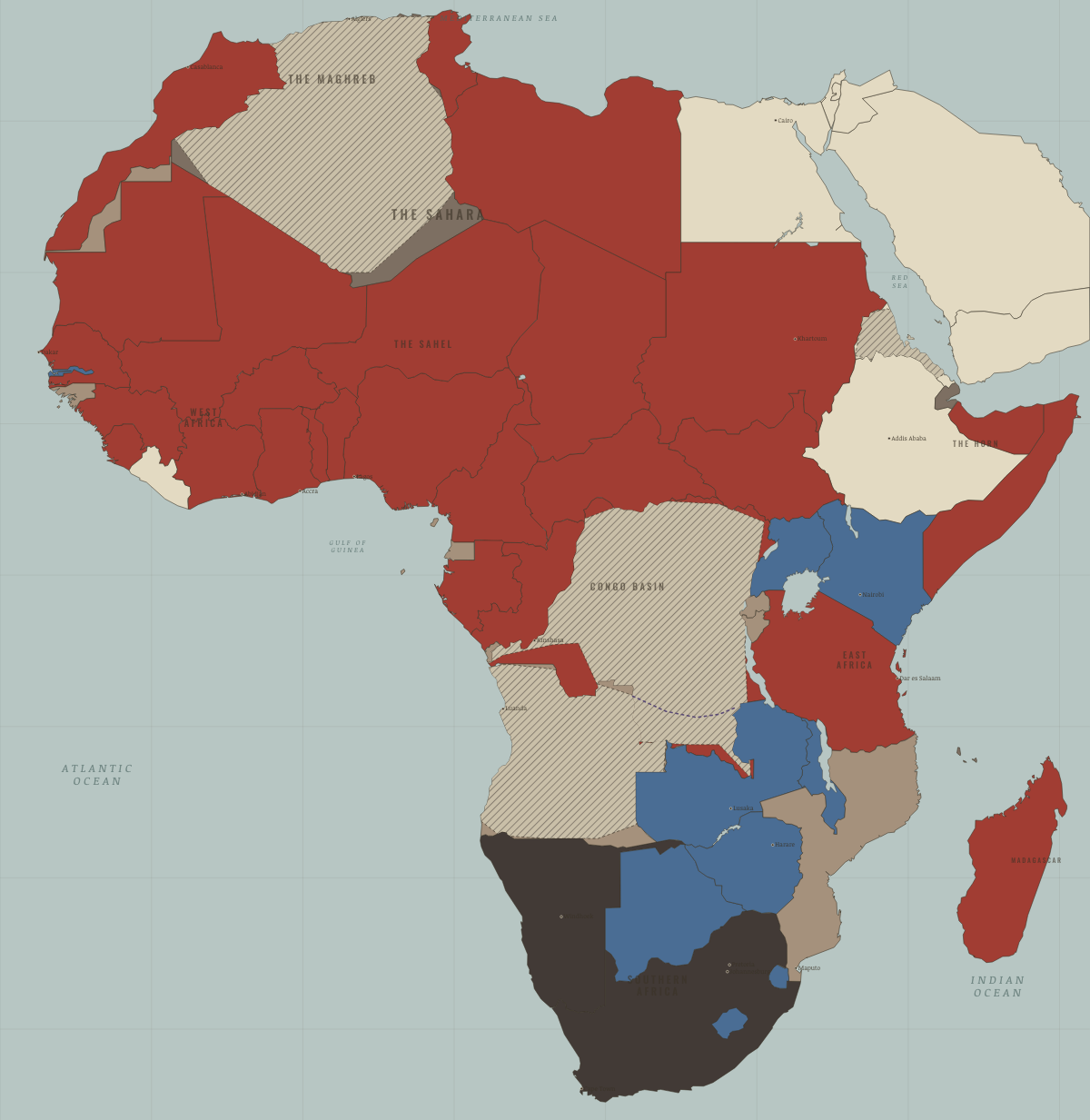 Map of Africa in DEC 1961: Sierra Leone & Tanganyika