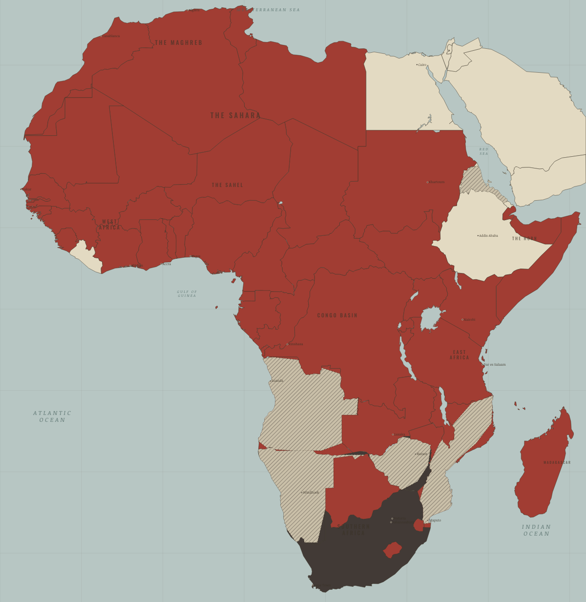 Map of Africa in JUN 1977: Djibouti — the last French flag