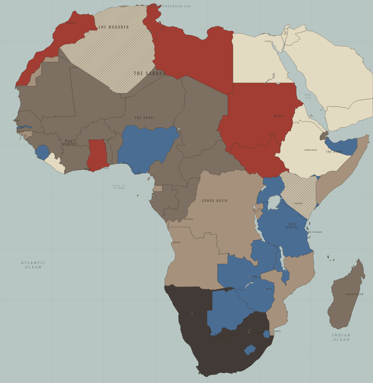 Map of Africa in MAR 1957: Ghana — the door opens