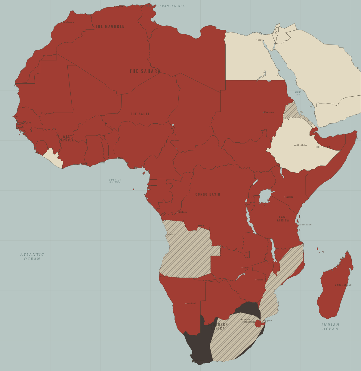 Map of Africa in MAR 1990: Namibia — and Mandela walks