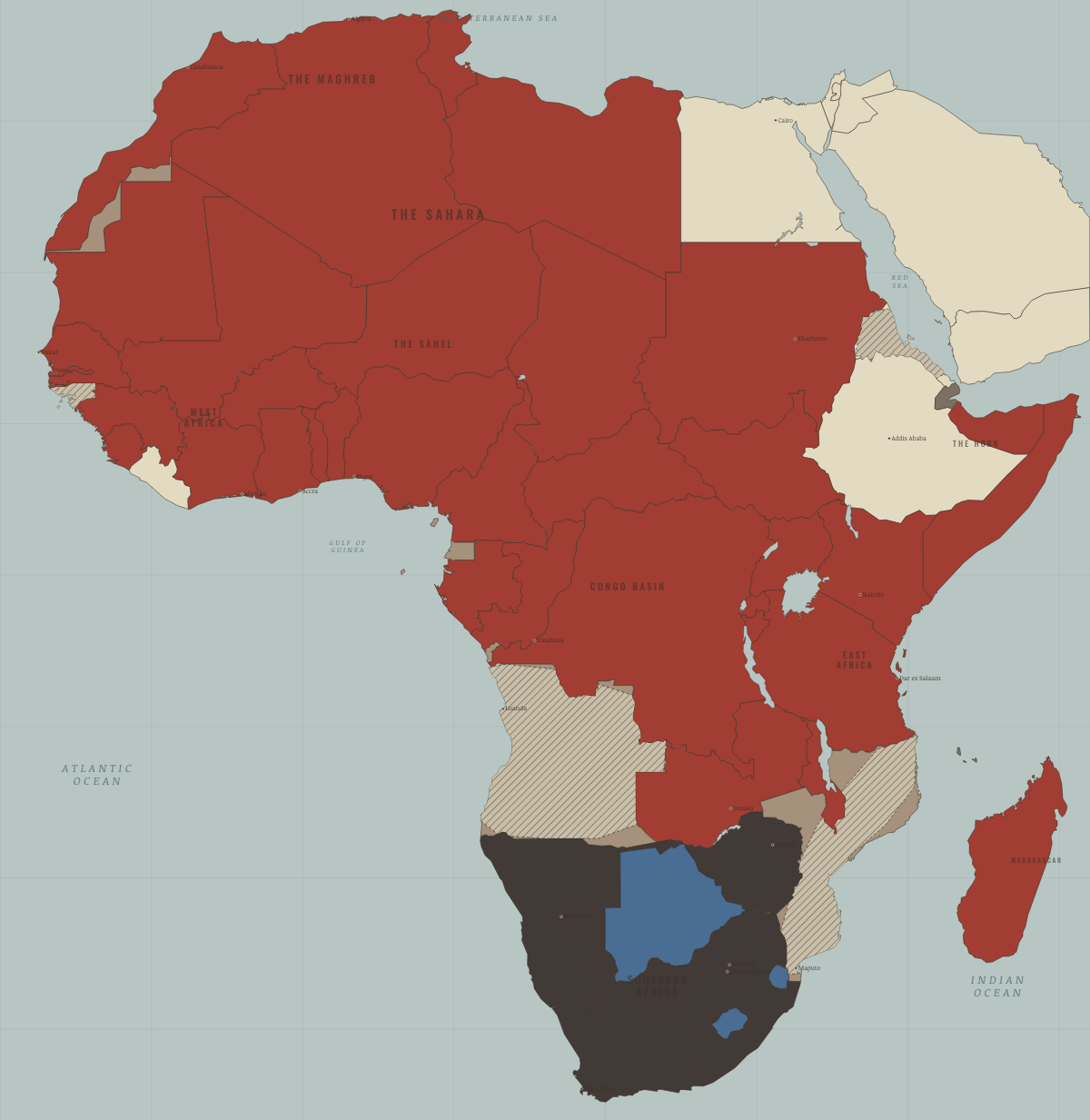 Map of Africa in NOV 1965: Rhodesia’s UDI