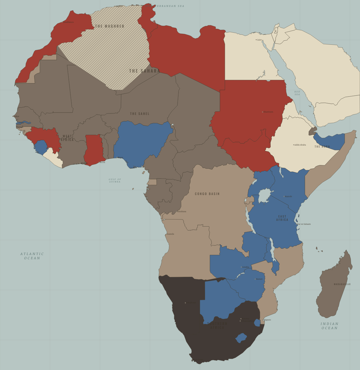 Map of Africa in OCT 1958: Guinea says “Non”