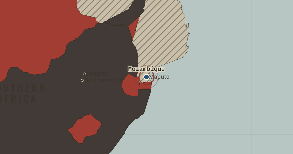Map showing Maputo — Mozambique is free — The Decolonization of Africa, 1945–1994