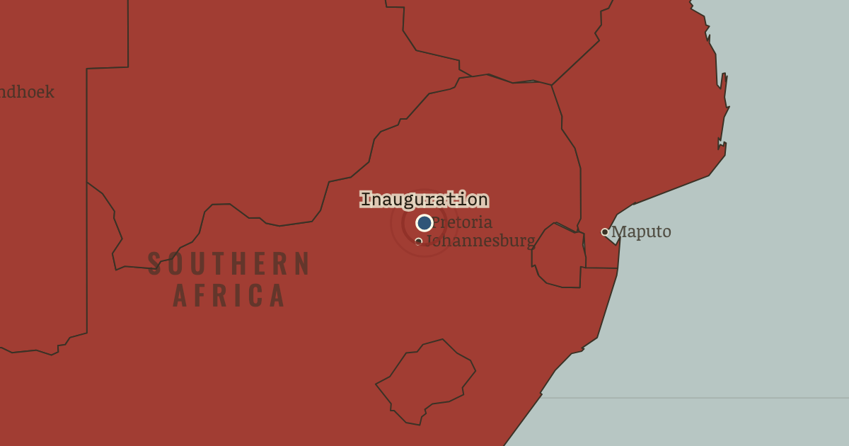 Map: Pretoria — the inauguration