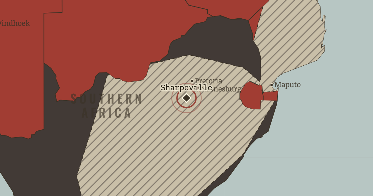 Map showing Sharpeville — The Decolonization of Africa, 1945–1994