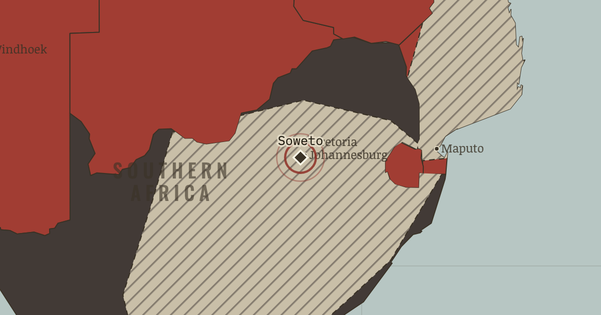 Map showing Soweto — The Decolonization of Africa, 1945–1994