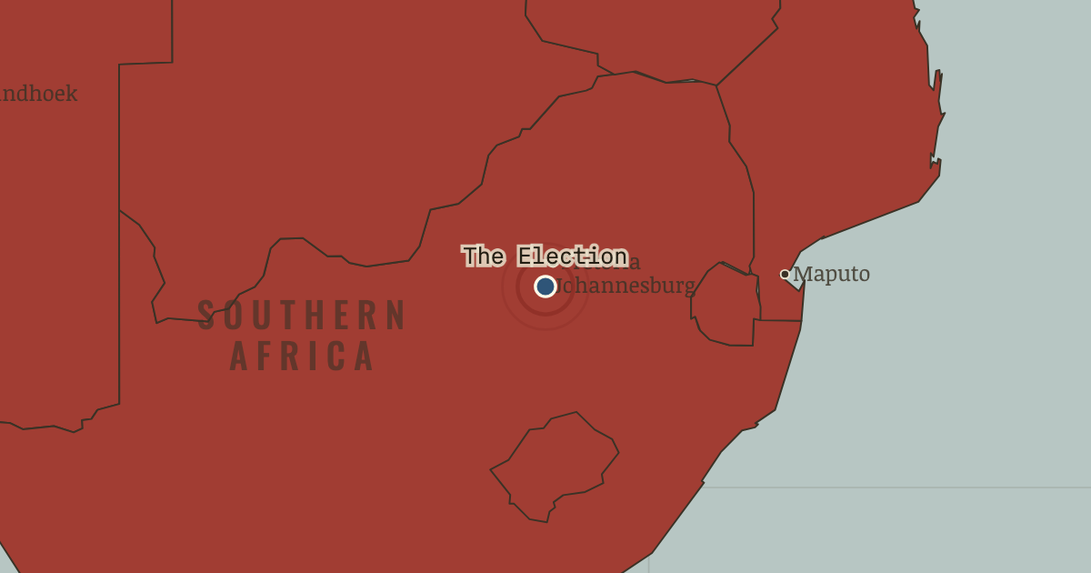 Map showing The election — 27 April 1994 — The Decolonization of Africa, 1945–1994