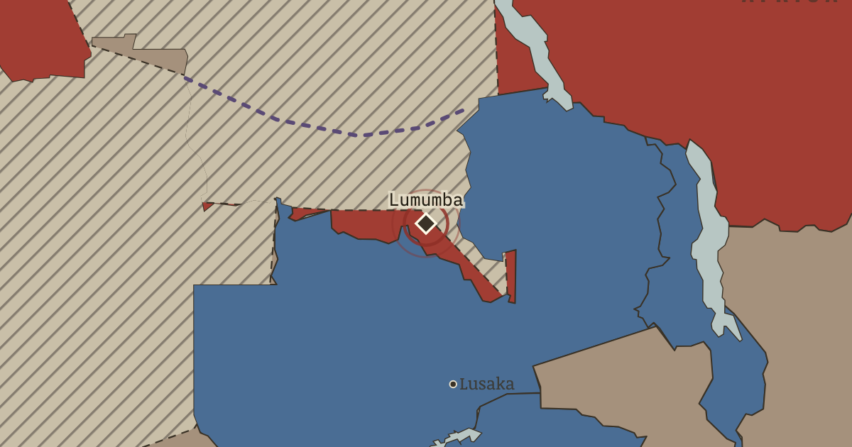 Map showing The murder of Lumumba — The Decolonization of Africa, 1945–1994