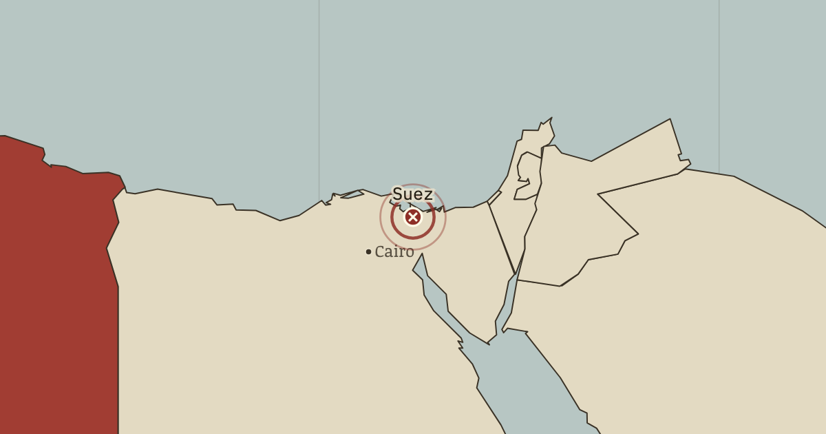 Map showing The Suez Crisis — The Decolonization of Africa, 1945–1994