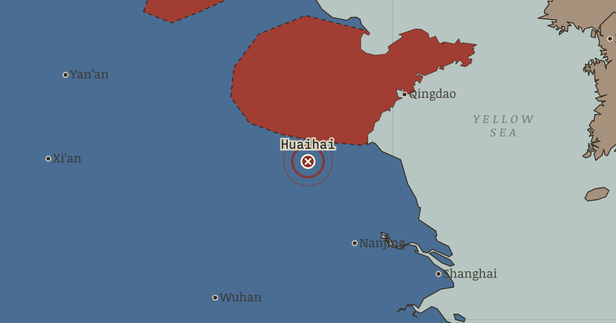 Map showing Huaihai — China in Revolution, 1911–1949