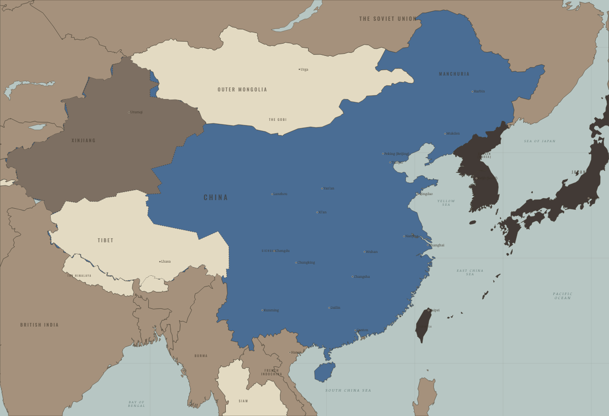 Map of revolutionary China in 1912: The abdication — the edges break away