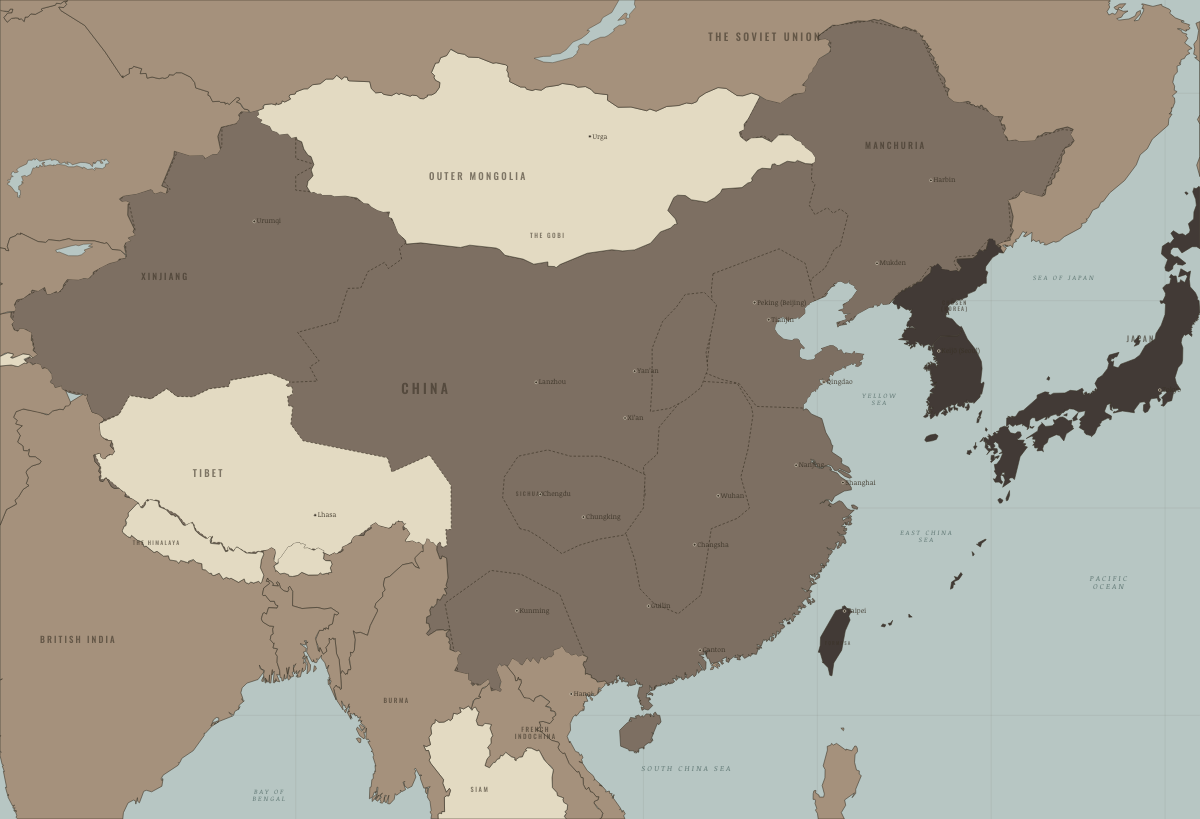 Map of revolutionary China in 1916: Yuan dies — the warlord fracture