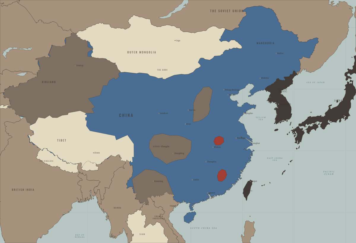 Map of revolutionary China in 1931: Mukden — and the Chinese Soviet Republic