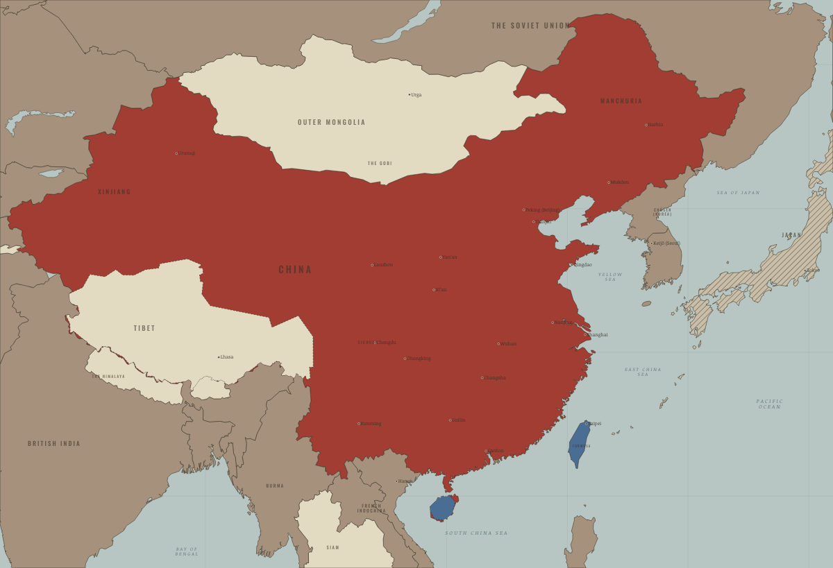 Map of revolutionary China in OCT 1949: The People’s Republic