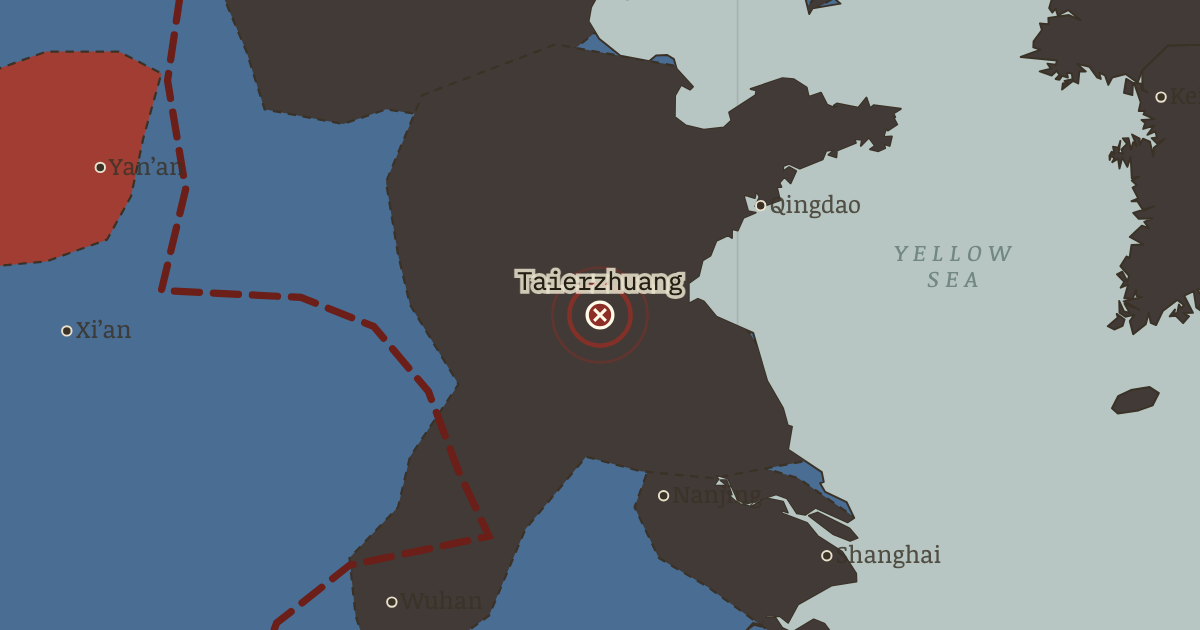 Map showing Taierzhuang — China in Revolution, 1911–1949