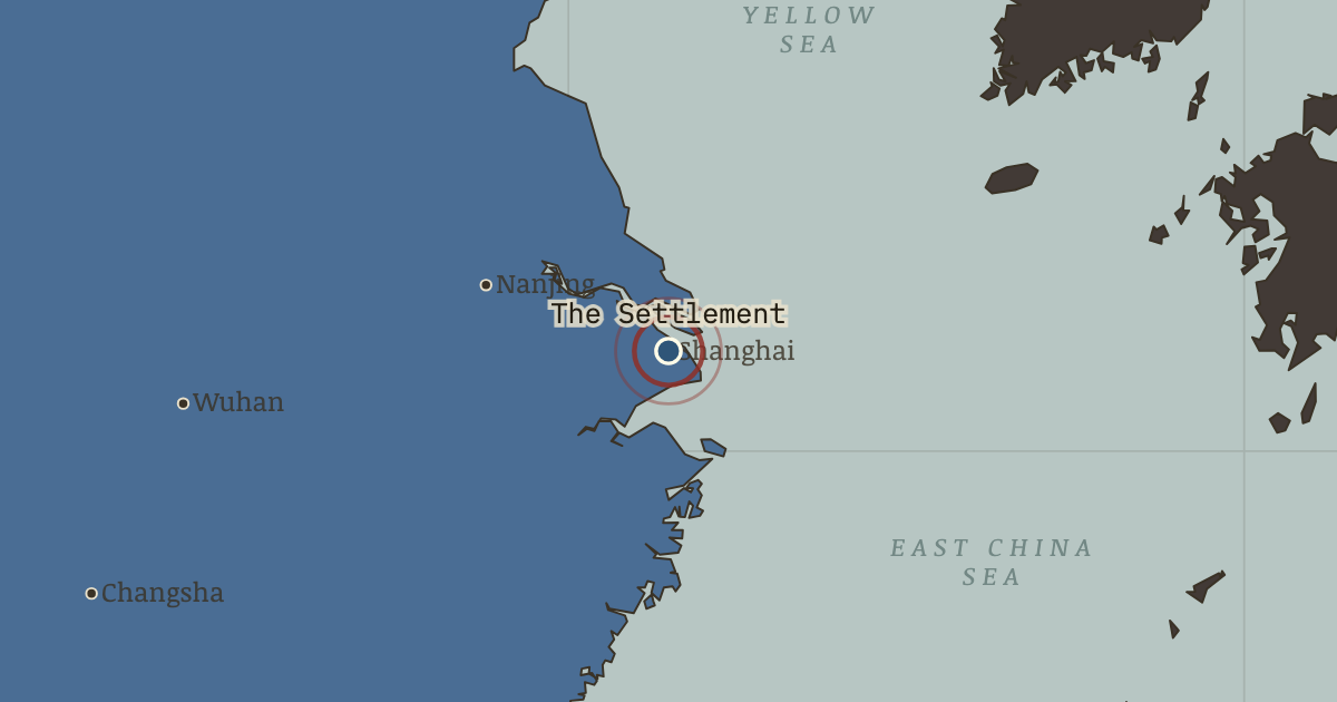 Map showing The International Settlement — China in Revolution, 1911–1949