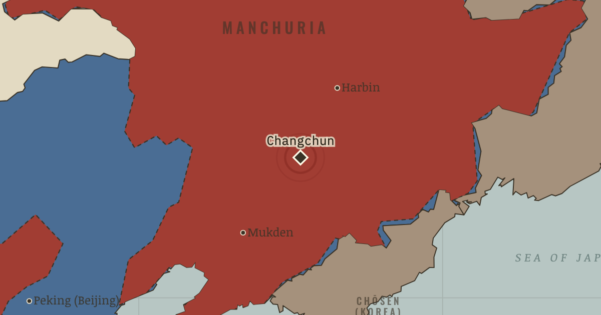 Map showing The siege of Changchun — China in Revolution, 1911–1949