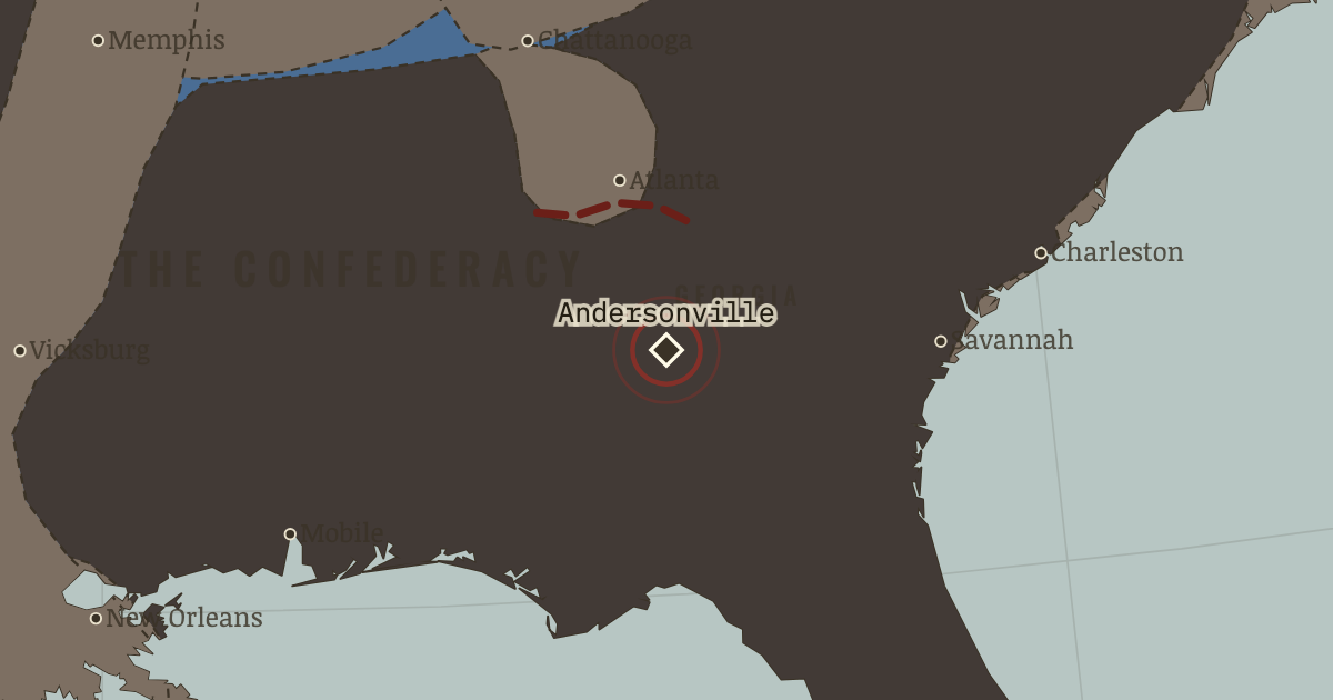 Map showing Andersonville — The American Civil War, 1861–1865