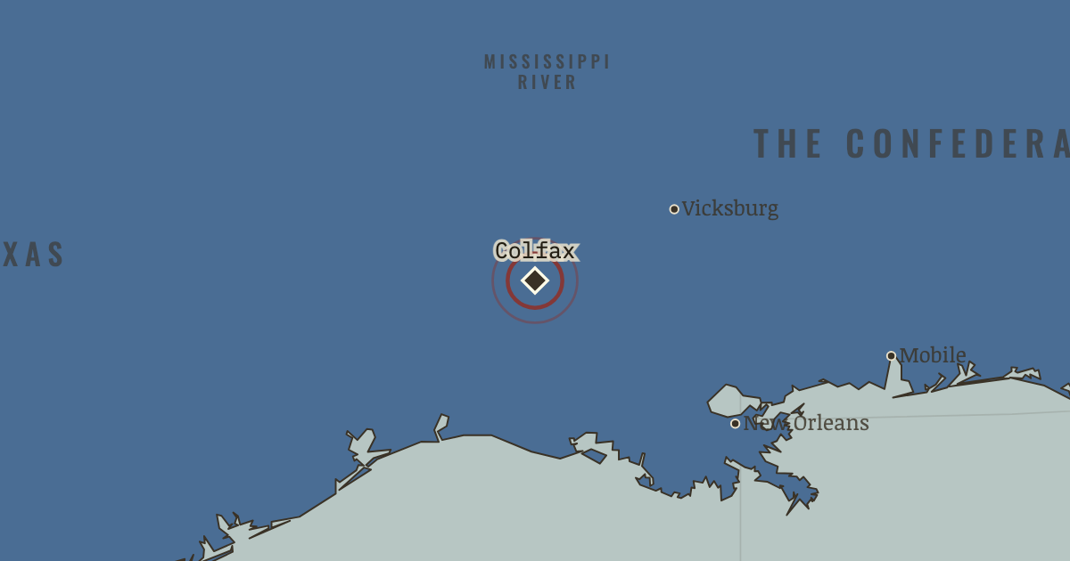 Map showing Colfax — The American Civil War, 1861–1865