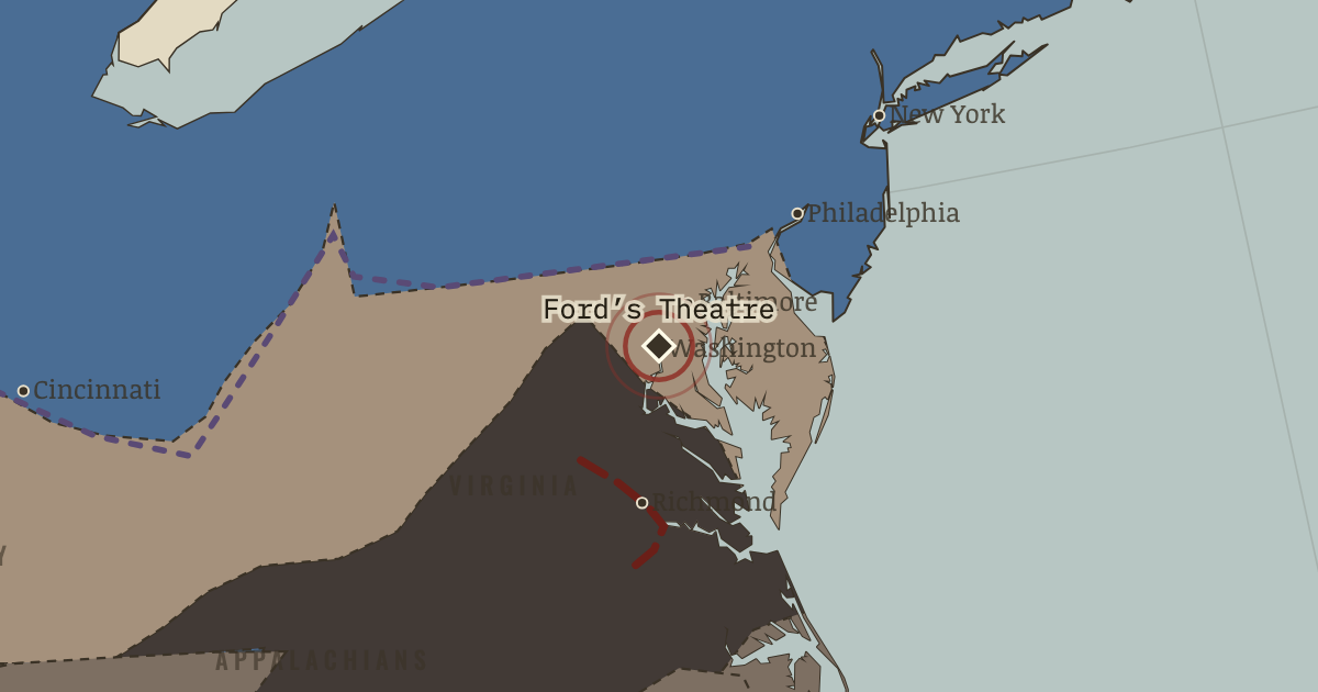 Map showing Ford’s Theatre — The American Civil War, 1861–1865