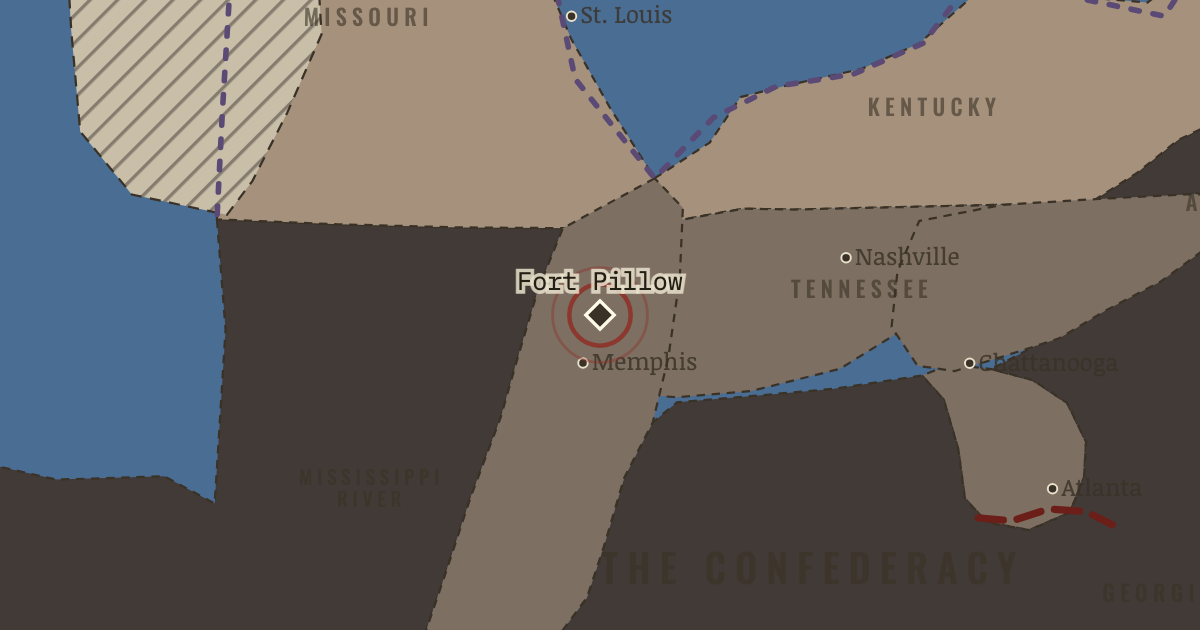 Map showing Fort Pillow — The American Civil War, 1861–1865