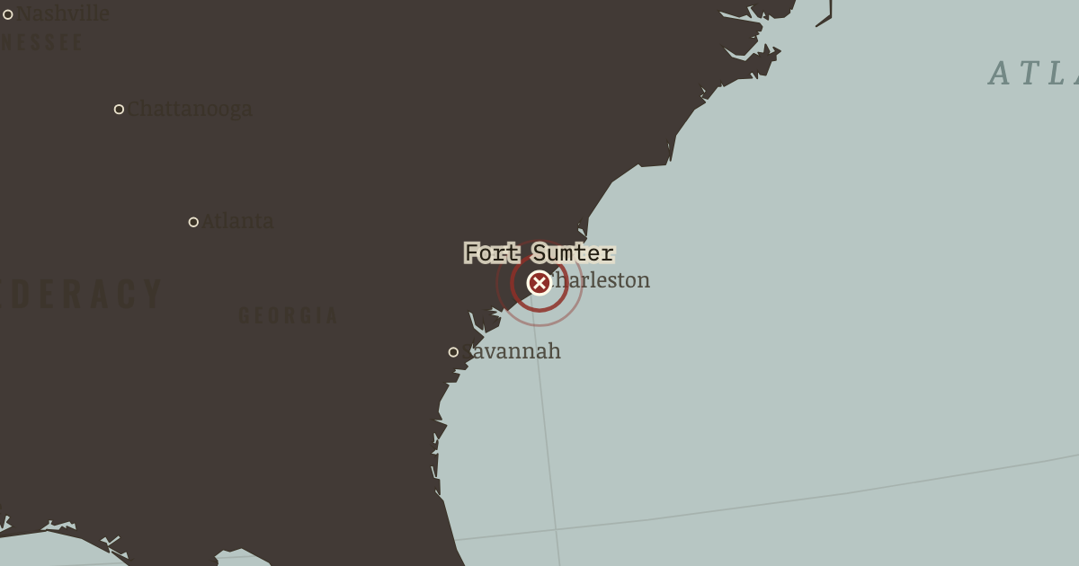 Map showing Fort Sumter — The American Civil War, 1861–1865