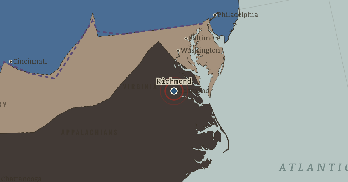 Map showing Richmond — The American Civil War, 1861–1865