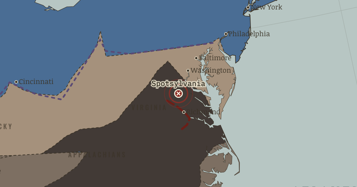 Map showing Spotsylvania — The American Civil War, 1861–1865