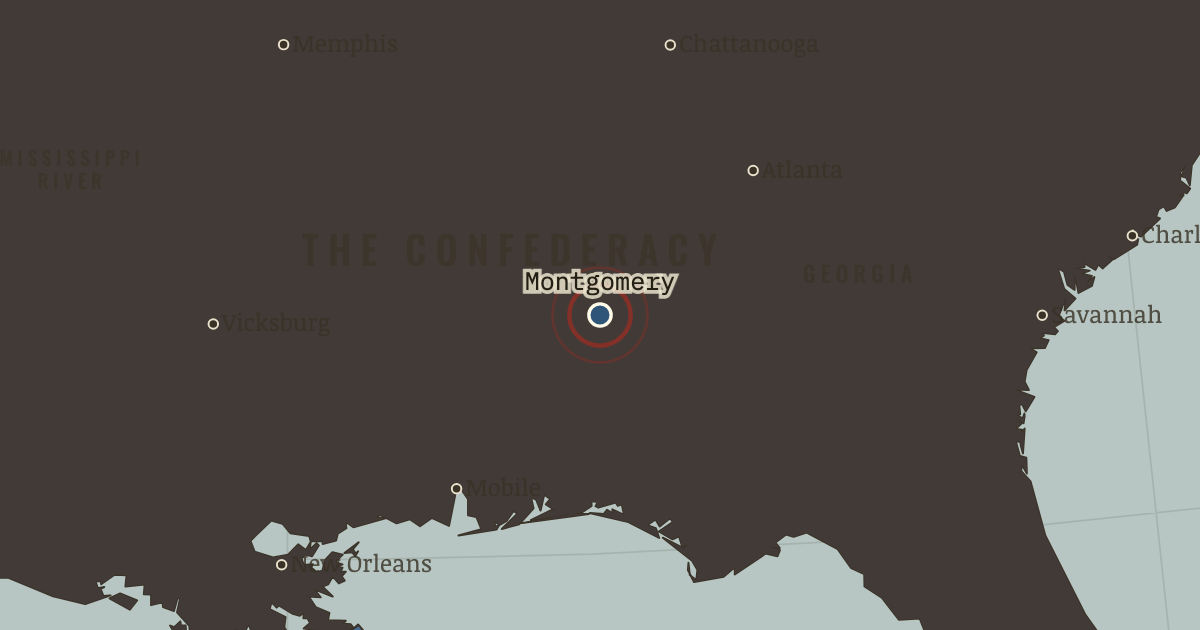 Map showing The Confederacy founded — The American Civil War, 1861–1865