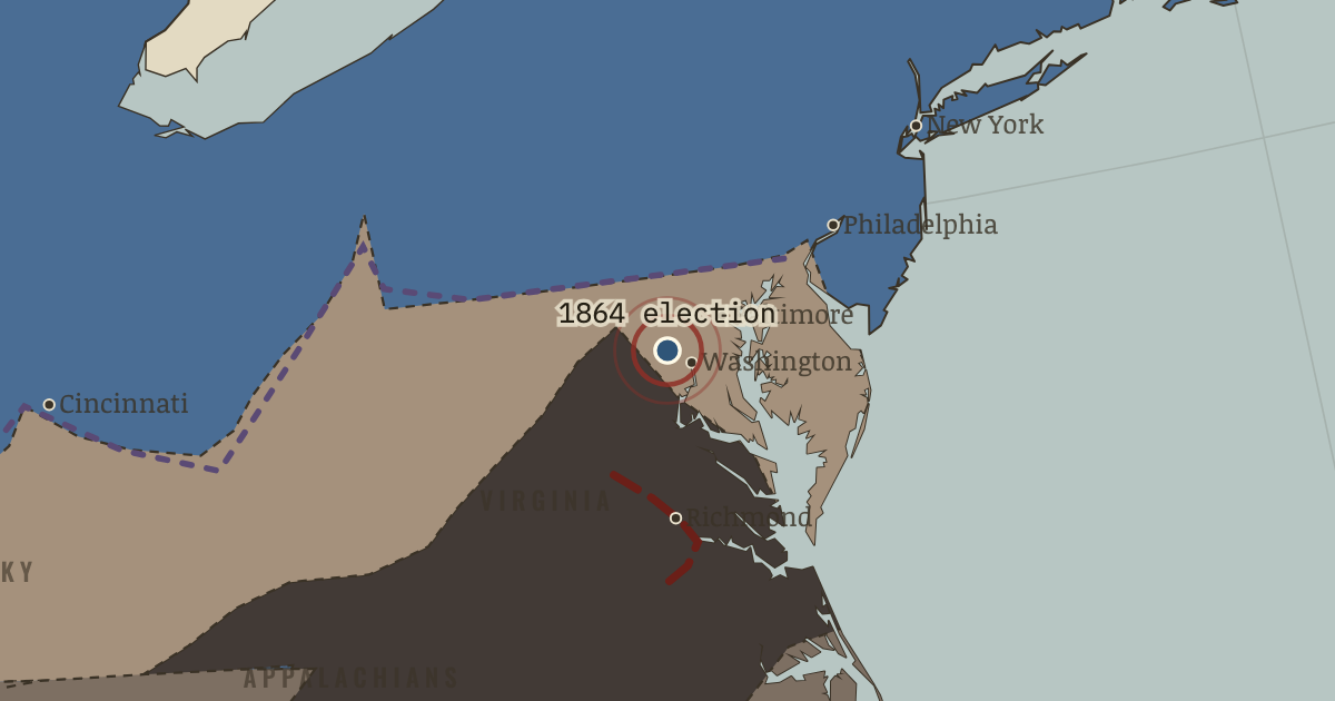 Map showing The election of 1864 — The American Civil War, 1861–1865