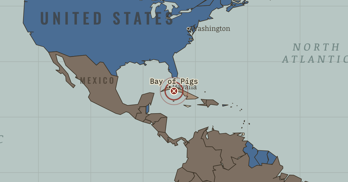 Map showing Bay of Pigs — The Cold War, 1945–1991