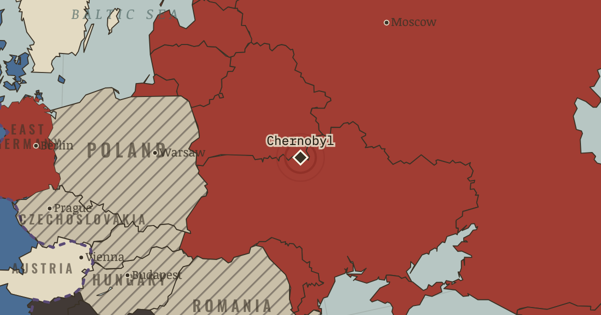 Map showing Chernobyl — The Cold War, 1945–1991