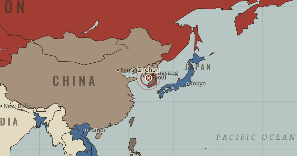 Map showing Inchon landing — The Cold War, 1945–1991