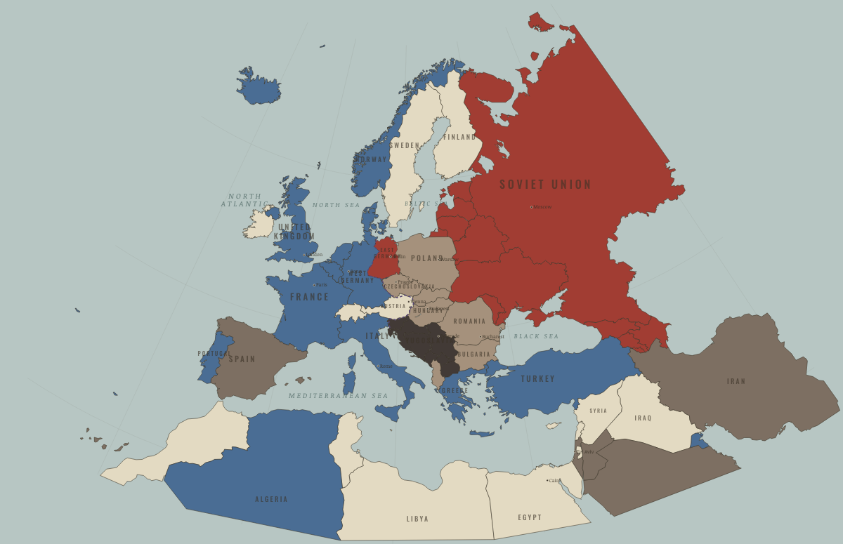 Map of the Europe — the Central Front in AUG 1961: The wall goes up