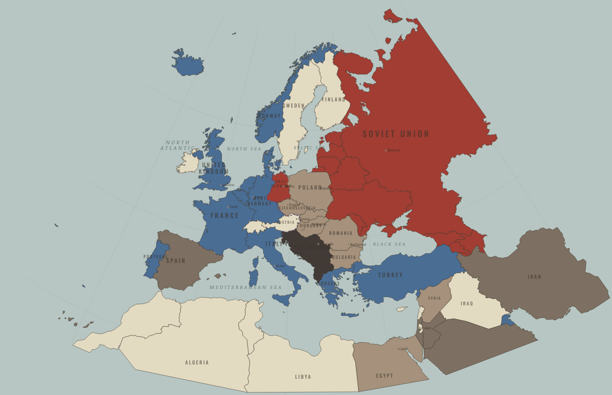 Map of the Europe — the Central Front in AUG 1968: Tanks in Prague