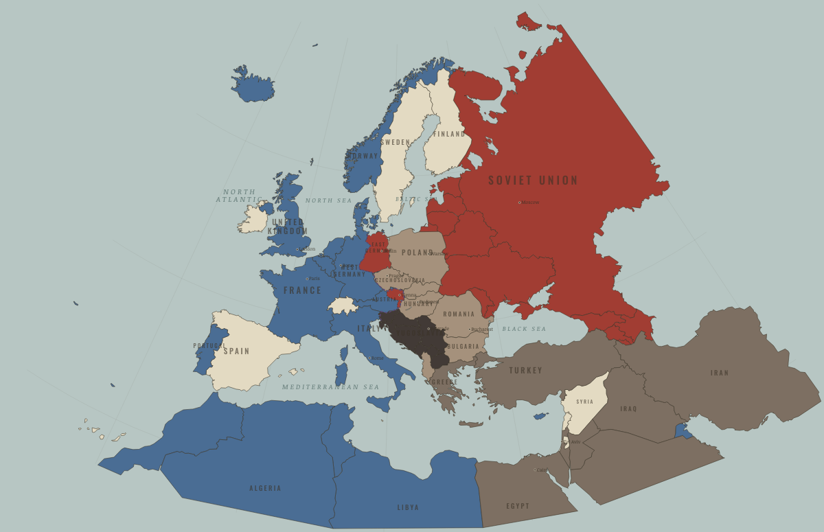 Map of the Europe — the Central Front in MAY 1949: Two Germanies, two Europes