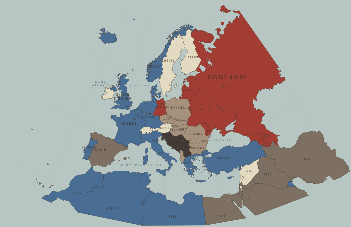 Map of the Europe — the Central Front in MAY 1955: Two alliances face off