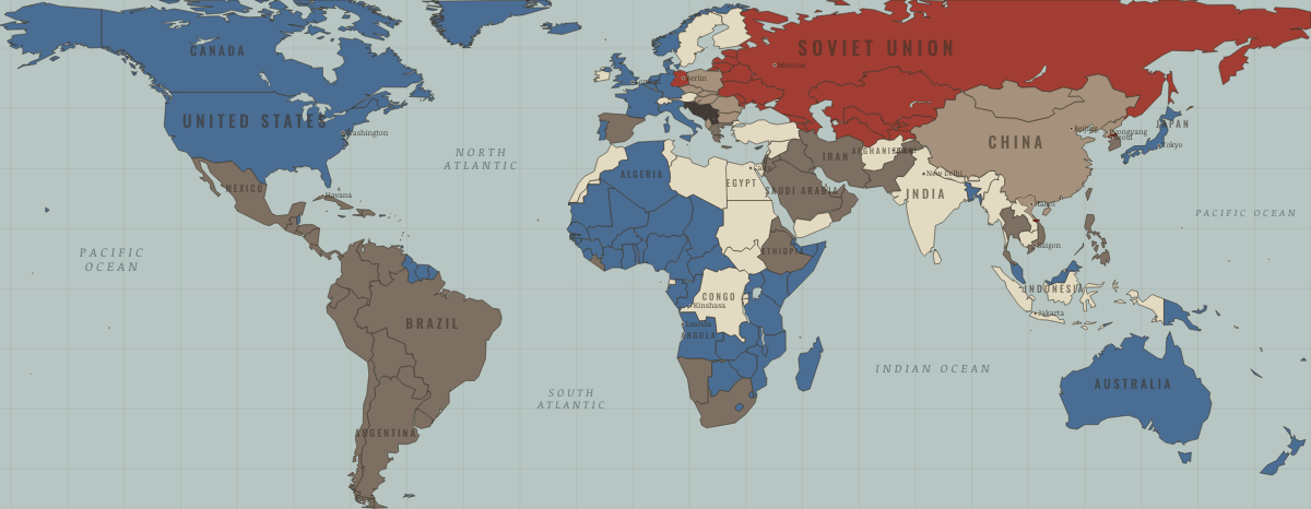 Map of the World in NOV 1956: Pacts, and the non-aligned answer